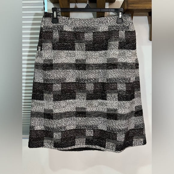 NWT Oscar de la Renta Grey Checkered Tweed Wool Blend Skirt Pockets Silk Lined 8 - Picture 8 of 14